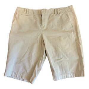 Tommy Hilfiger VTG Womens Beige SZ 16 Striped Chino Casual Bermuda Shorts Plus